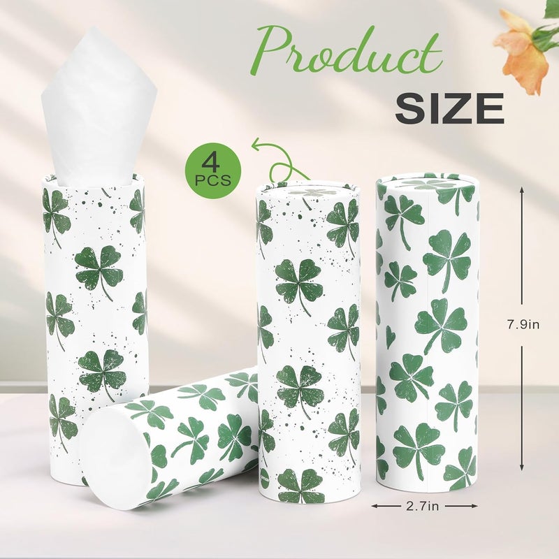 Gomew Car Tissue Holder (4 PK) - 50 3-Ply Tissues Cylinder, Fits Car Cup Holders, Portable Travel Tubes Box Container, Clover Design, Round Tissue Container for Car Accessories - Image 4